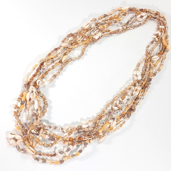 Natural Tropical Mini Shell Infinity Strand Necklaces, 6 Pcs. - Picture 1 of 7